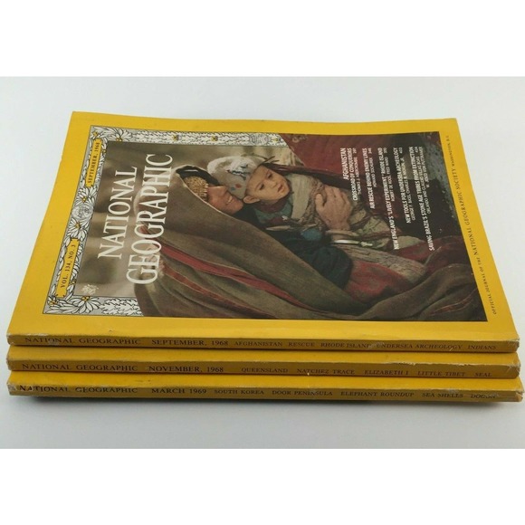 Set of 3 Vintage 1968-69 National Geographic Mags - Picture 2 of 9